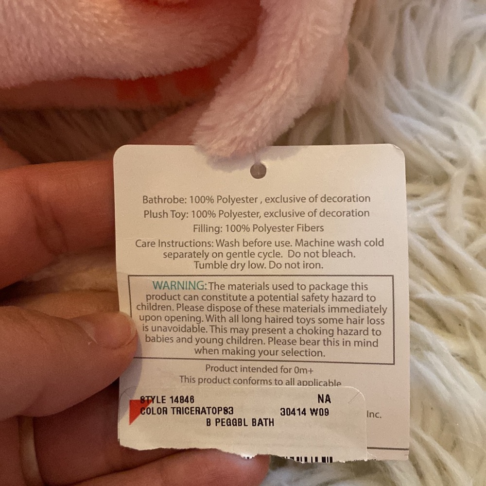 NWT Hudson Baby Triceratops Pink robe and matching stuffed animal. 0-9M - Picture 5 of 7